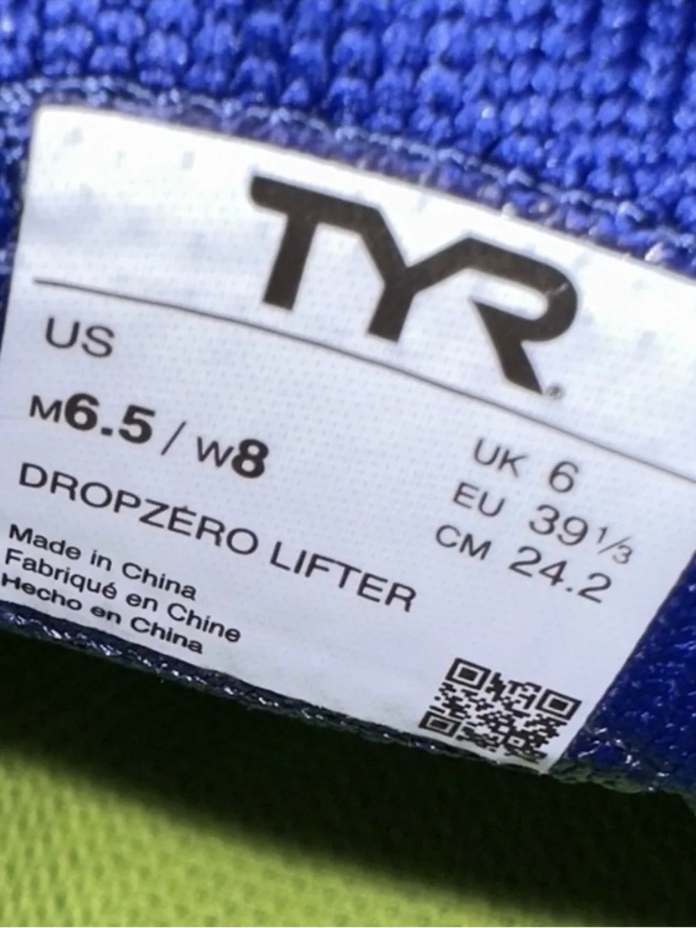 TYR DropZero Lifters Weightlifting Shoes Women's 8 / Men's 6.5 Blue Gym Training